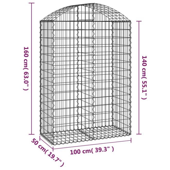 VidaXL Panier de Gabions Arqué Cage à Gabion Mur de Gabion Panier à Pierre Gabion pour Pierre Jardin Patio Extérieur 153437