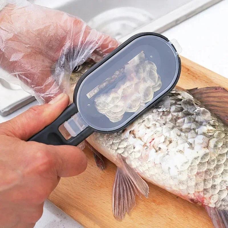 Kitchen Tools Fish Scale Scraper Fishing Scale Brush Graters Remove Fish Peeler Cleaning Brush Seafood Portable Accessories