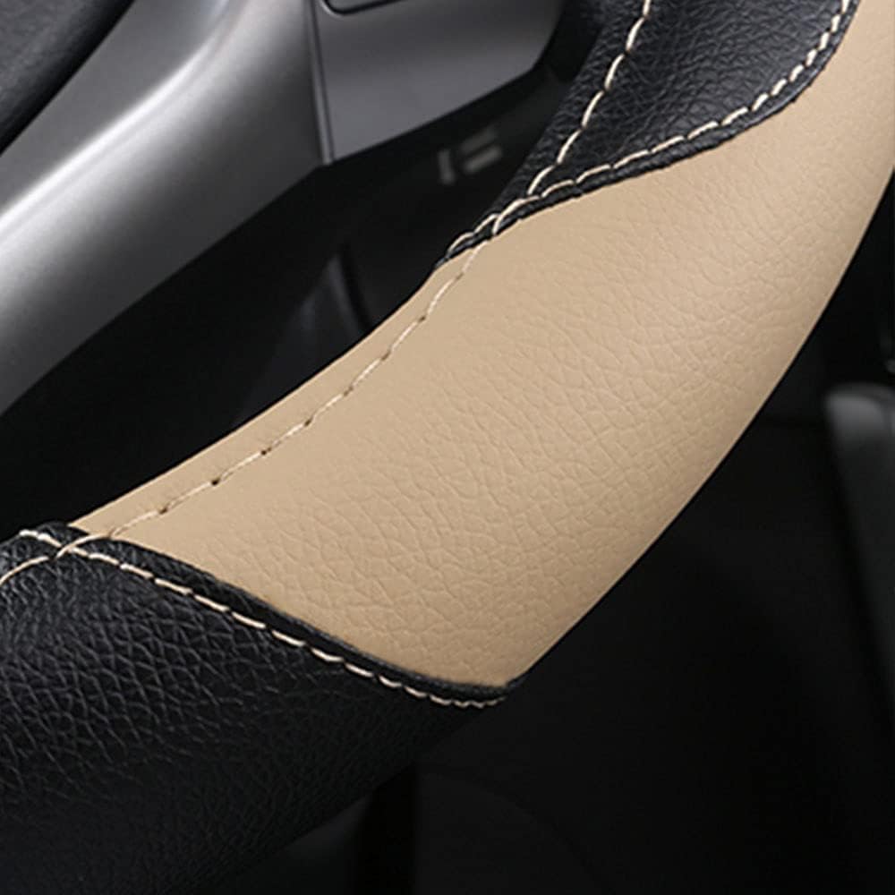 Leather Car Steering Wheel Cover Non-Slip Car Wheel Cover Protector Breathable Microfiber Leather Universal Fit for Most Cars
