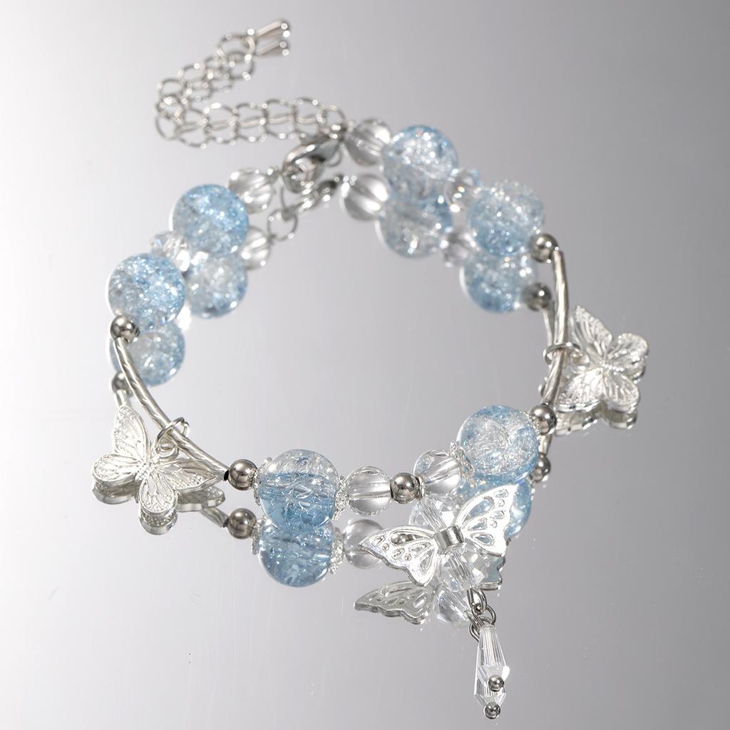 Fashion Design Star Chain Tassel Bracelet for Women Fantasy Blue Crystal Beads Elastic Rope Bracelet Best Friend Jewelry Gifts
