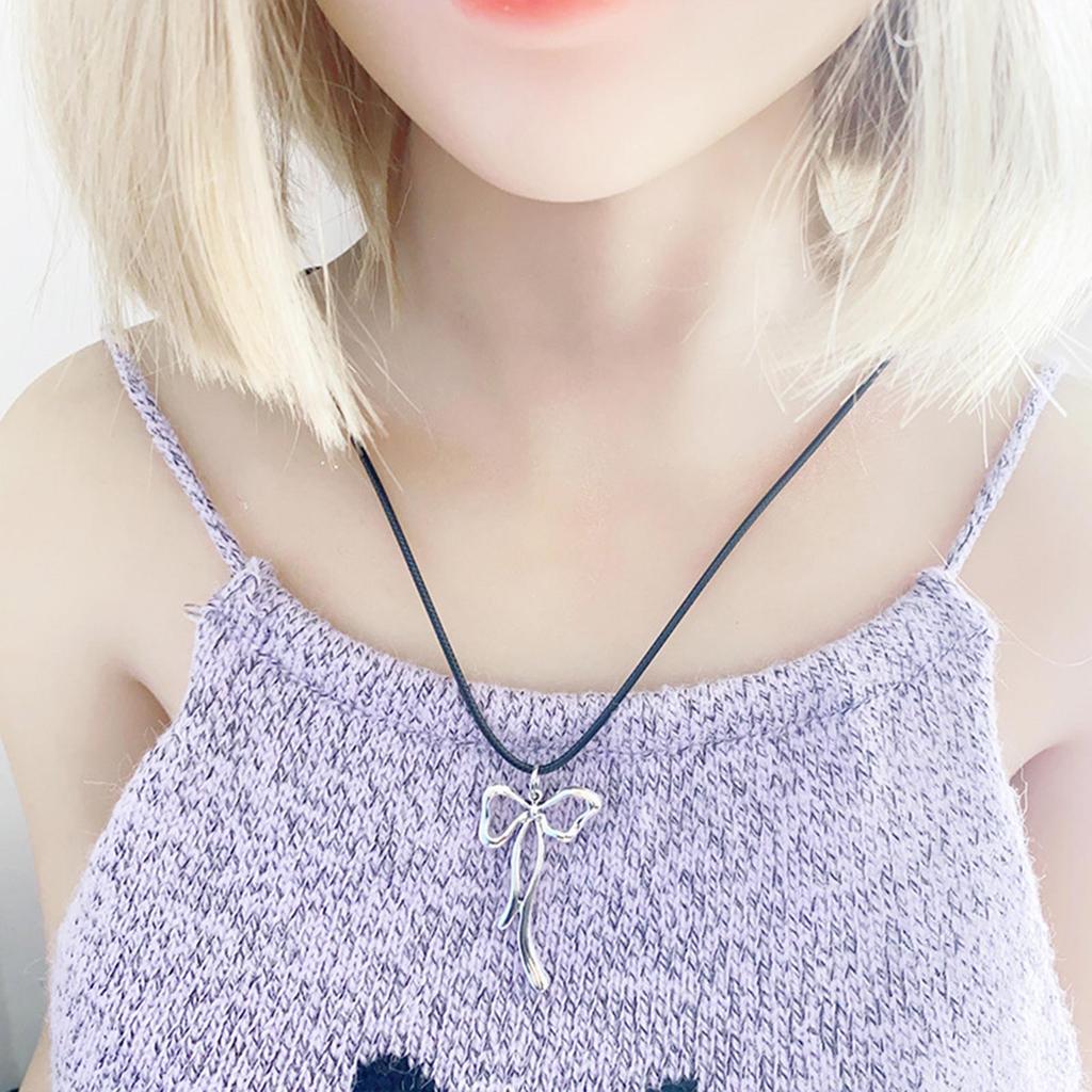 Elegant Butterfly Necklace Bowknot Pendant Neckchain Adjustable Chain Choker Handmade Collarbone Chain Gifts for Women
