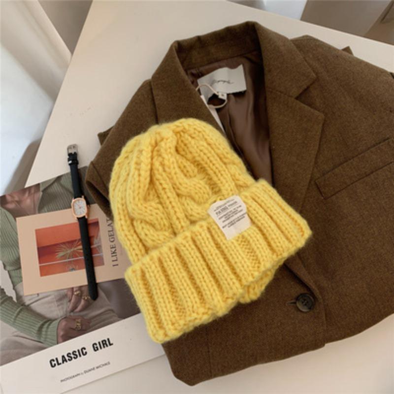 Ding Walk Candy Colored Twist Wool Hat for Women Trendy Autumn and Winter Retro Versatile Warm Ear Protection Cold Hat