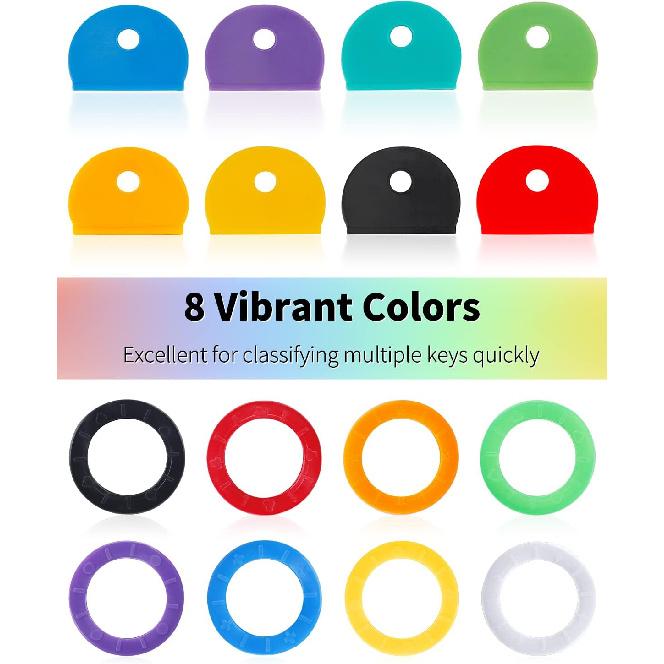 Vibit 80 Pack Key Caps Covers 1 Inch Standard & 0.95 Inch Round Key Caps Set 2 Styles Key Head Protectors for Small Regular Round Flat House Keys