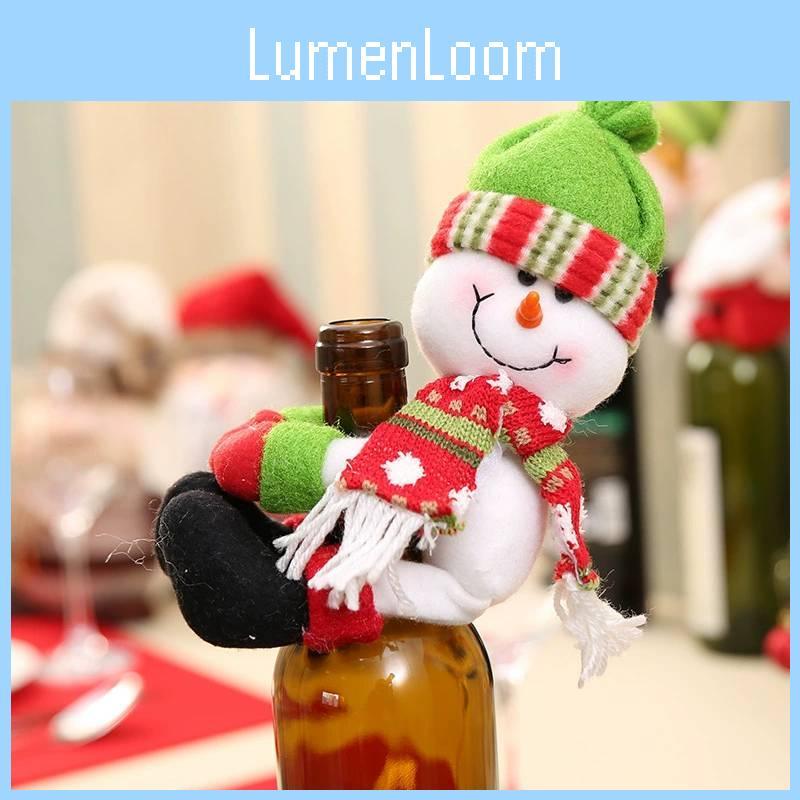Manchons pour bouteilles de vin Père Noël et Bonhomme de neige avec design cartoon pour décoration de fête de Noël
