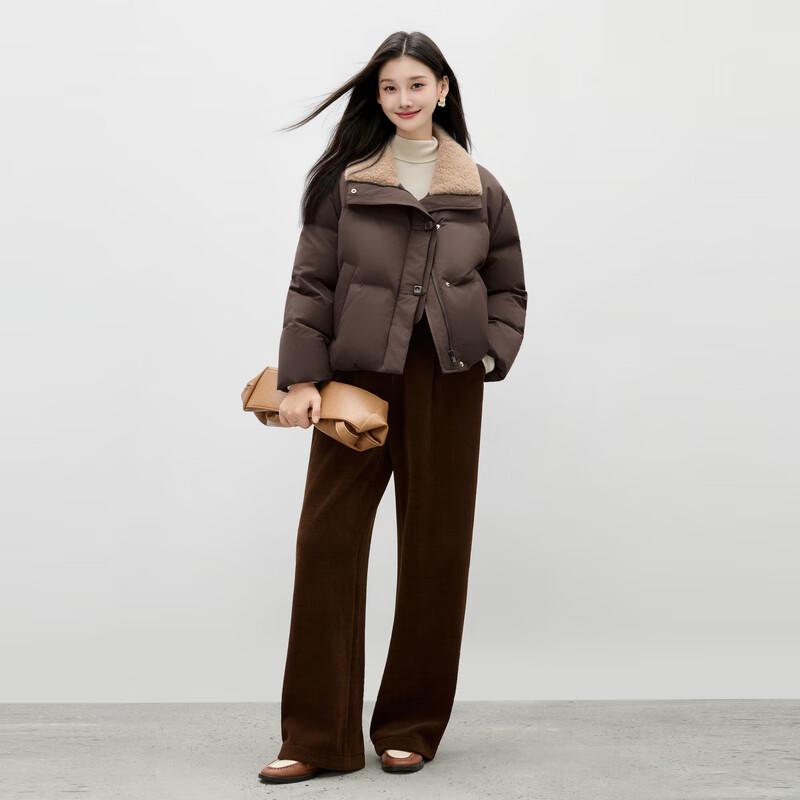 Qiushui Yiren Women's Retro Faux Fur Collar Down Jacket