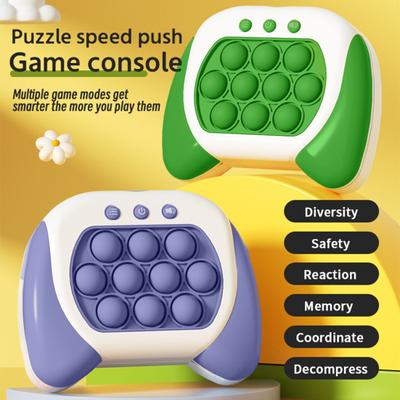 Push Bubble Toy Game Console Light-Up 4 Modes Early Educational Handheld Funny Stress Relief Quick Push Hitting Mole Sensory Fidget Toy