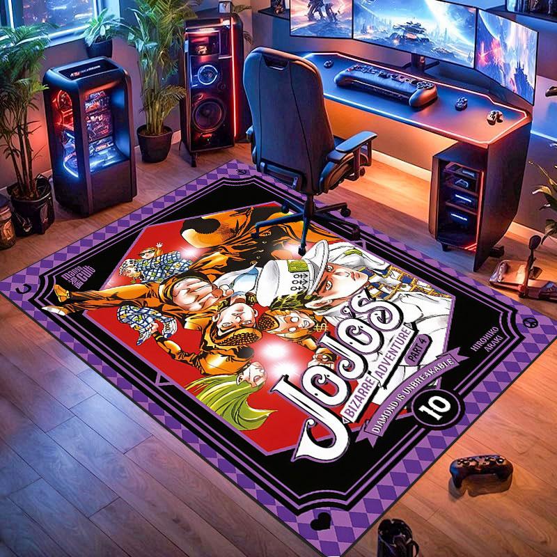J-JoJo's Bizarre Adventure-themed rug, suitable for living room, bedroom, game room, computer room and home décor.