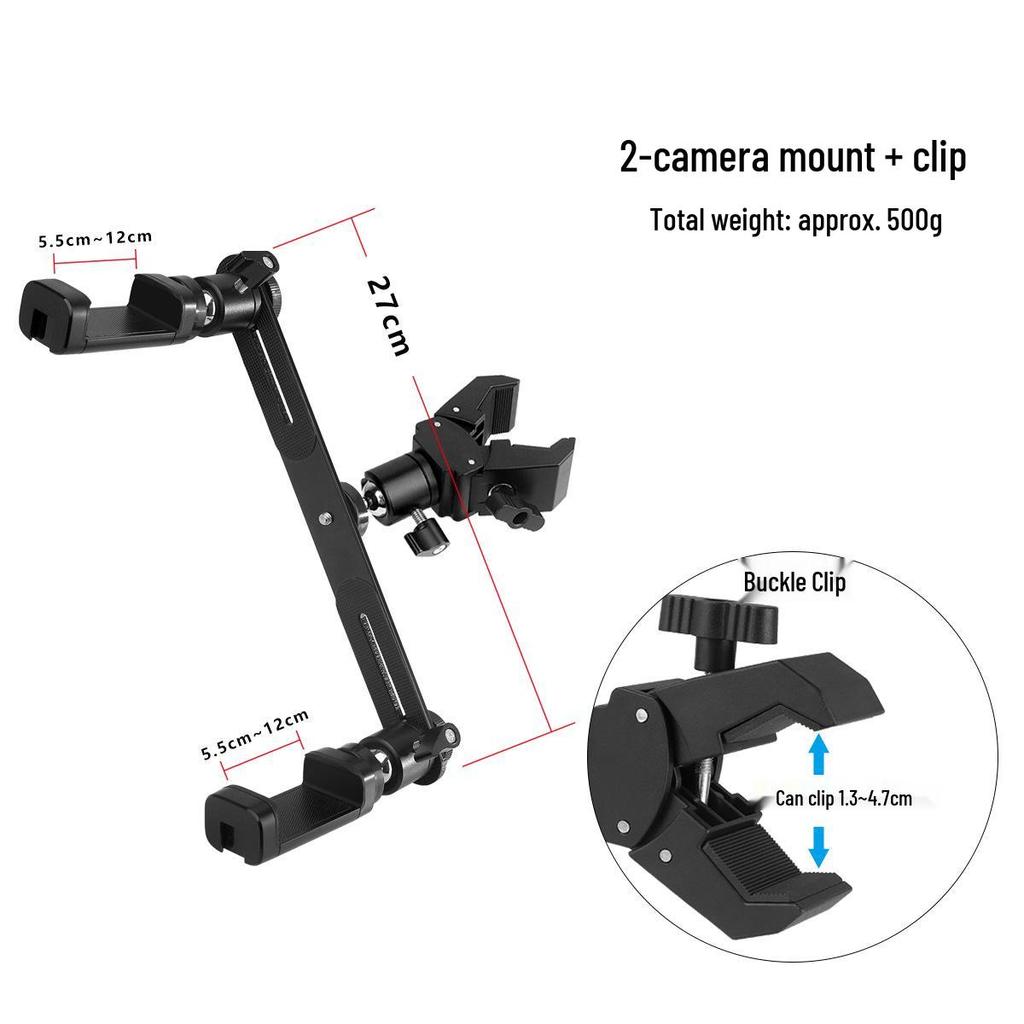 Adjustable Desktop Gimbal Boom Arm Stand for Dual Phone Live Streaming