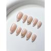 24 Uds. Puntas de Uñas Francesas Cortas Hechas a Mano Set de Manicura Uñas Postizas Adornadas con Línea Dorada y Circonita