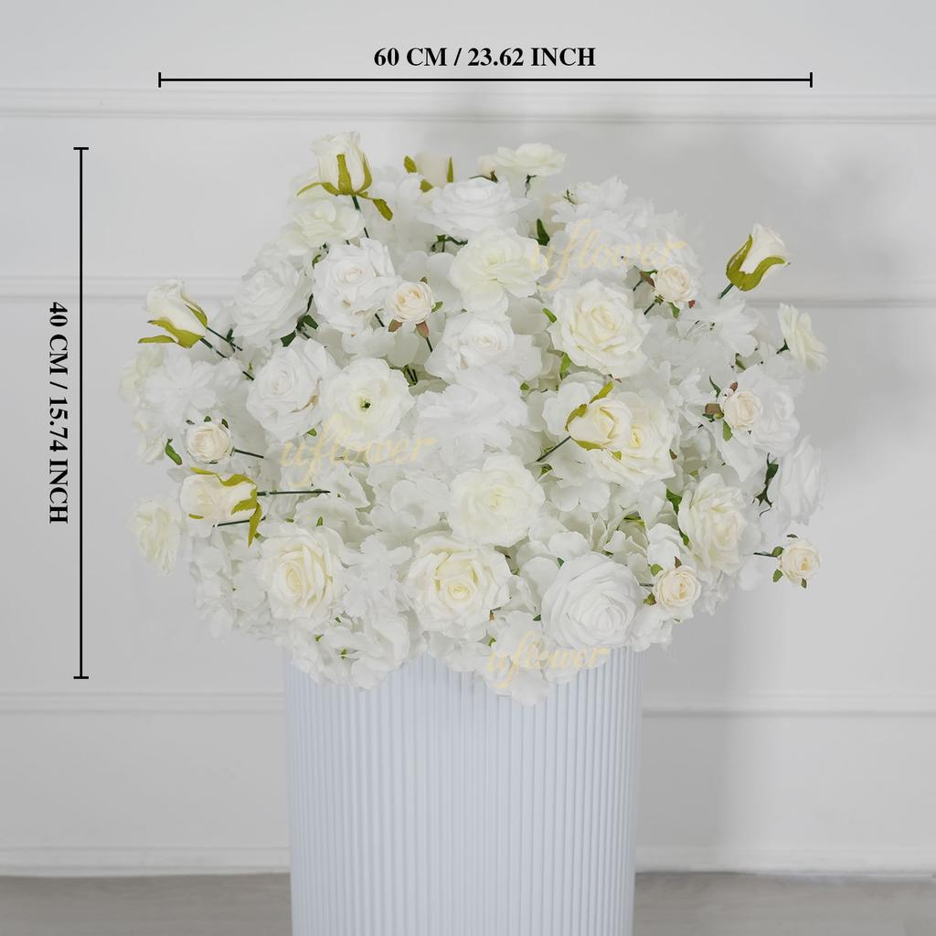 Uflower Rose Green Leaves Flower Ball Centerpieces Wedding Table Decor Luxurious Floral Arrangements for Stage Road Lead