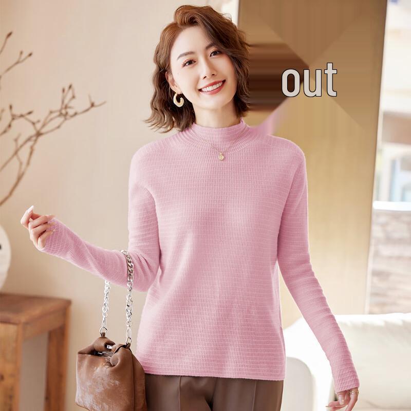 Pastte Women's 96.7% Merino Wool Semi-High Collar Pullover Sweater