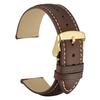 WOCCI 24mm Replacement Watch Strap, Vintage Genuine Leather Watch Band, Dark Brown with Gold Buckle
