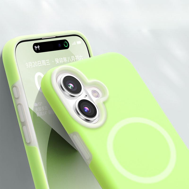 Applicable To IPhone 16 Mobile Phone Case Macaron Magnetic Liquid Silicone Jelly Apple 15 Anti-fall All-inclusive 14 Soft Case