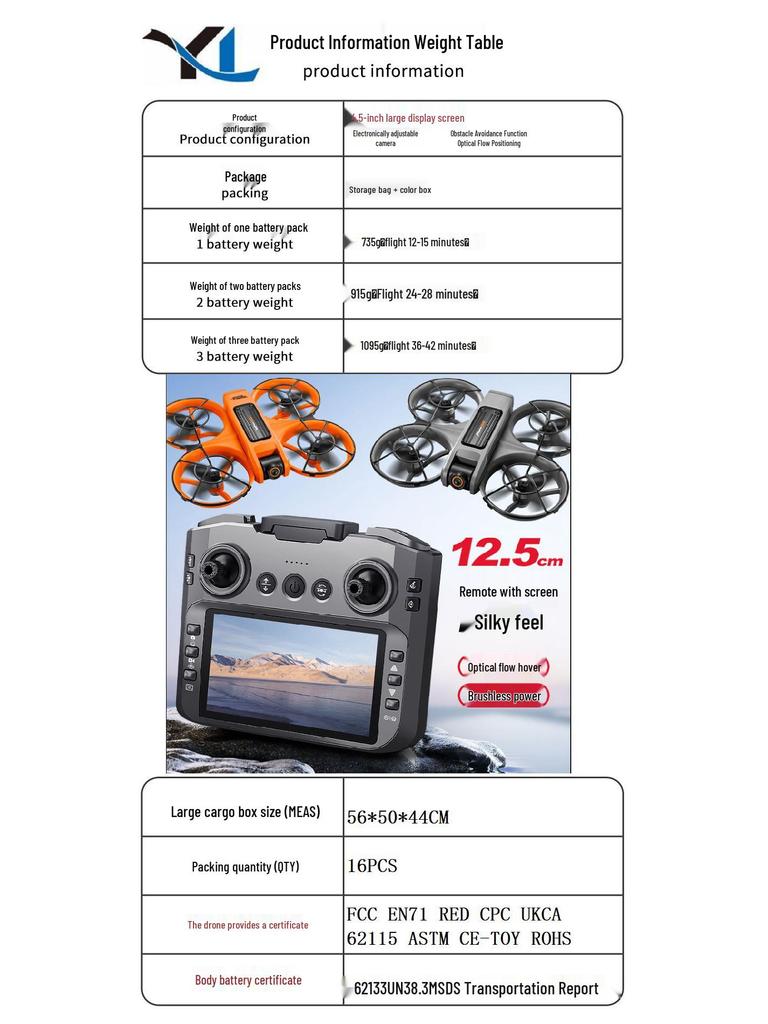 4.5'' HD Display Drone: Optical Flow Positioning, Brushless Motors, ESC Camera, Anti-Collision