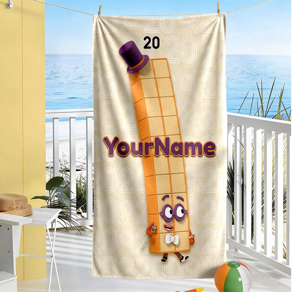 Numberblocks Customize Text Beach Towel Quick-Dry Soft Microfiber Portable for SwimmingBeachCamping Travel Beach AccessoriesGym