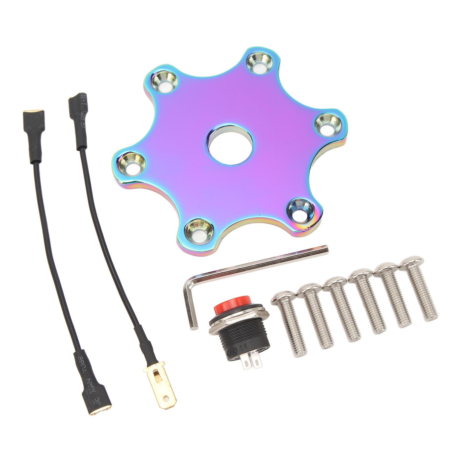 

75MM Steering Wheel Horn Button Cover Hexagonal Horn Push Button Plate Kit Universal for 6 Bolts
