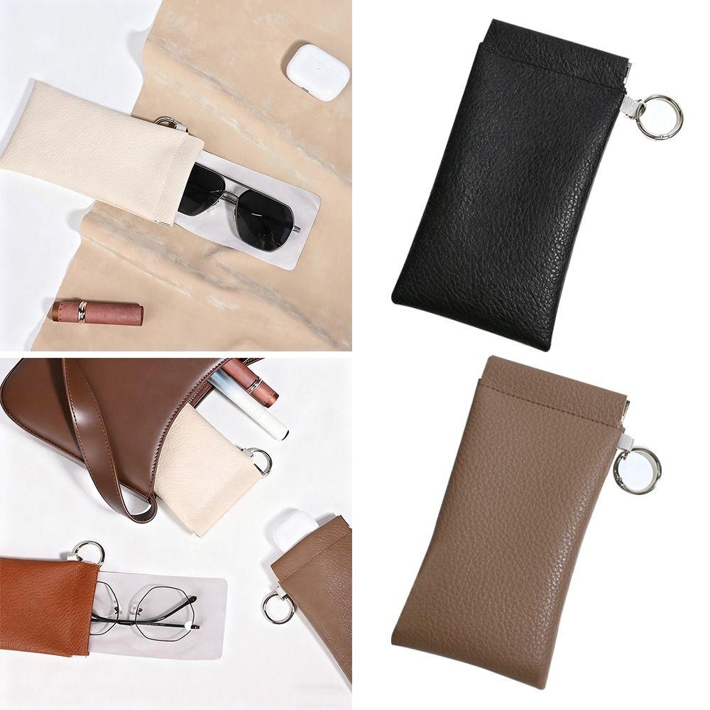 with Glasses Cloth Glasses Bag Soft PU Earphone Storage Sunglasses Case Protective Cover Waterproof Carrying Bag