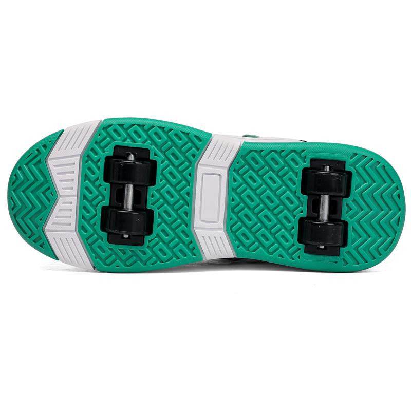 Boys Youth Roller Skates Shoes Removable Flat Shoes Four-Wheel Running Shoes for Kids - Roller Skating Shoes with Sport Buckle