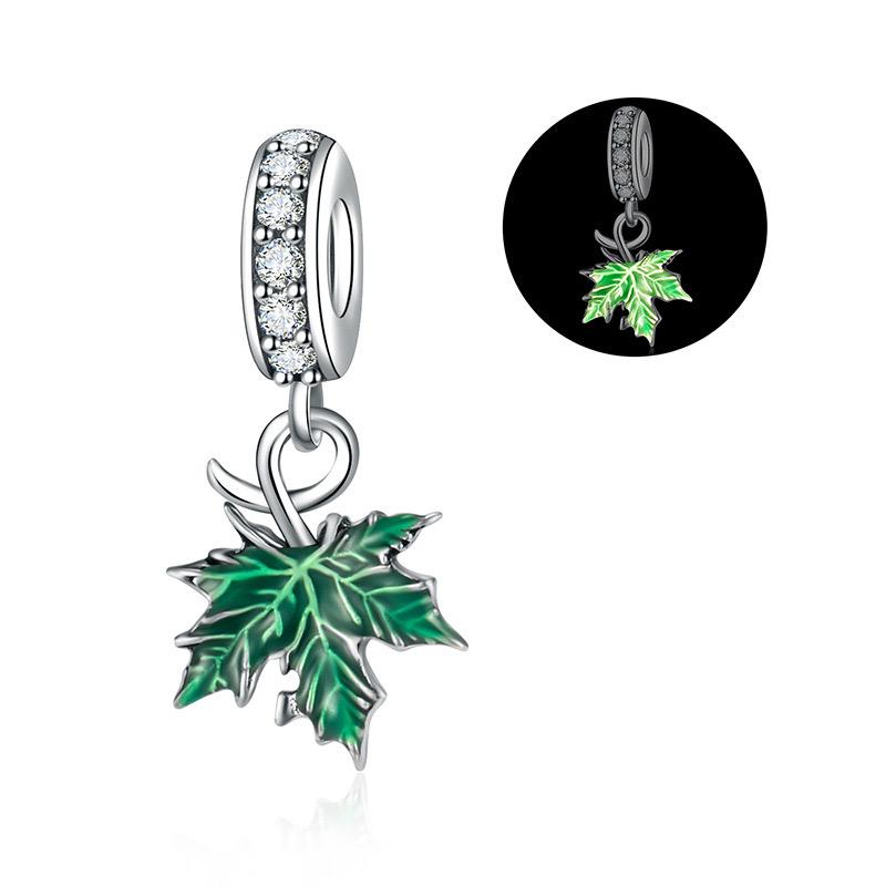 New Copper Fluorescent Purple Butterfly Flower Key Leaf Charm Bead Diy Pendant Fit For Original Diy Bracelet Women'S Jewelry