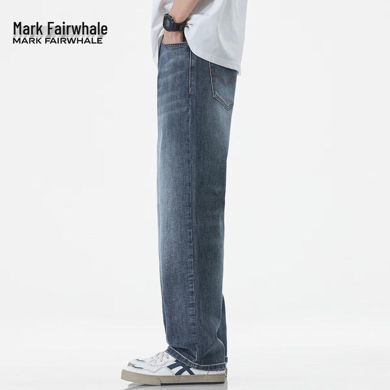 Mark Fairwhale Men's American Style Straight Wide-Leg Jeans