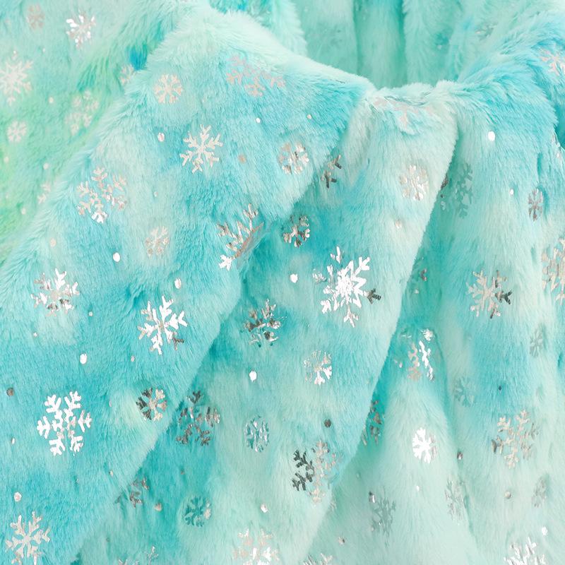 Snowflake Velvet Plush Toys & Accessories Fabric with Tie-Dye and Silver Highlights