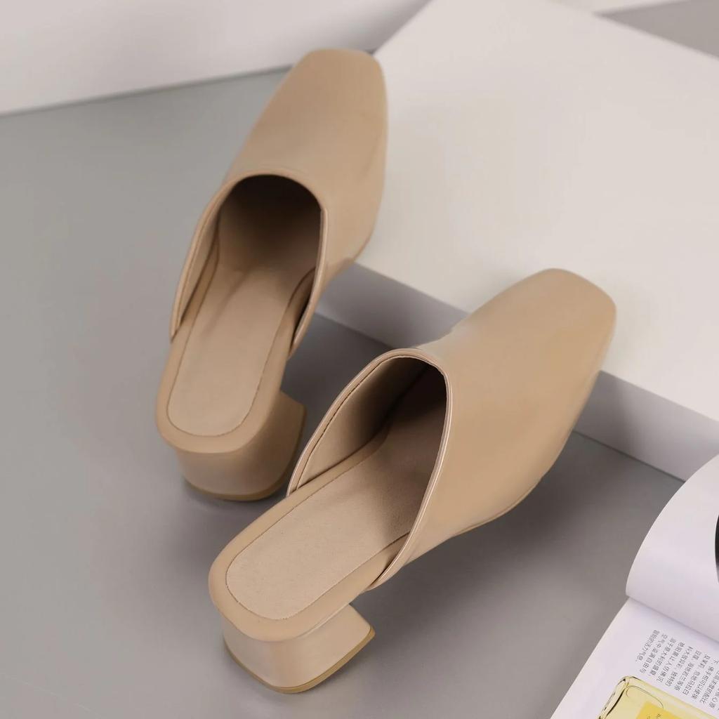 Fashion New Summer Candy Colored Low Heel Outdoor SlippersEuropean and American Women's Simple and Fashionable Coarse Heel Sandals