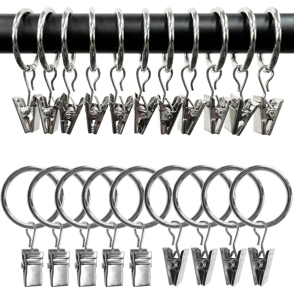 44 Pcs Silver Metal Curtain Clips with Clamps 3.8x7.3cm Curtain Accessories