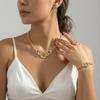 Luxury Rhinestone Interlocking Circle Jewelry Set for Women Trendy Gold Color Crystal Necklace Earrings Bracelet Ring Set Gifts