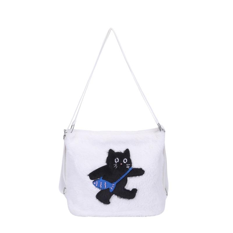 Autumn and winter plush messenger bag women's new fashion cartoon shoulder bag cute niche student backpack