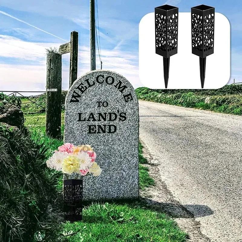 Outdoor Garden Flower Baskets Cone Shaped Floral Containers for Lawn Grave Memorial Cemetery Decoration