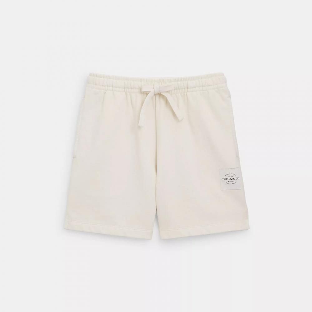 Coach Garment Dye Track Shorts Cream