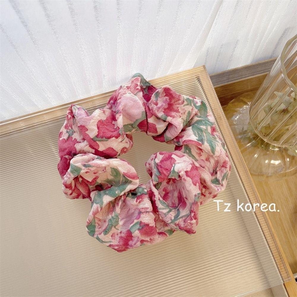 Sweet Women Floral Hair Ties Scrunchies Girls Flower Hair Rope Summer Ponytail Holder Rubber Band Hair Accessories