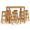VidaXL Ensemble de Bar de Jardin 7 pcs, Table et Chaises avec Repose-Pieds, Ensemble de Meubles de Terrasse Extérieur, Bois 3154395