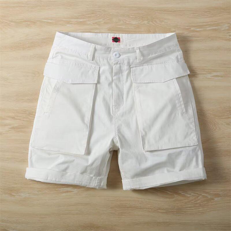 WOLF MAN Zomer Casual Cargo Shorts voor Mannen Effen Tactische Shorts met Meerdere Zakken Losse Heren Outdoor Jacht Vis Shorts 32 wit