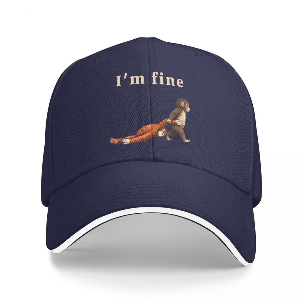 Baseball Caps Sad Monkey Punch Meme With An Orange Toy I'm Fine Awesome Casquette FeUnisex Unisex Outdoor Spring Hats