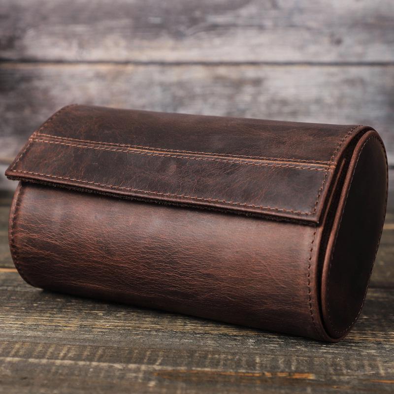 Retro Leather Travel Watch Box - Drop-Proof, Portable Storage for Mechanical Watches