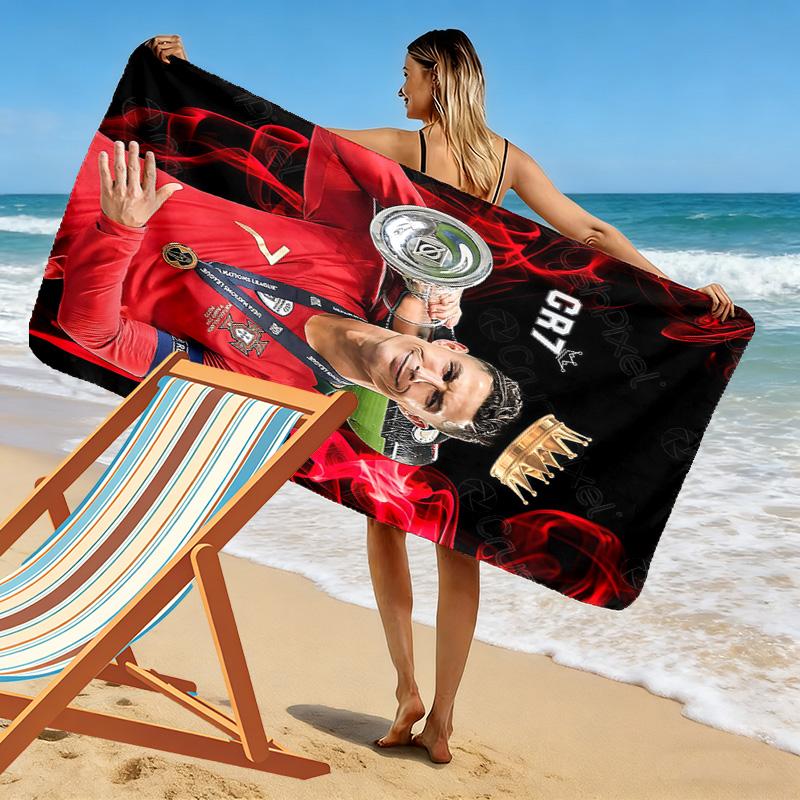 Asciugamano da Spiaggia con Stampa di Cristiano Ronaldo, Asciugamano Grande Morbido ad Asciugatura Rapida per Spiaggia Campeggio Nuoto