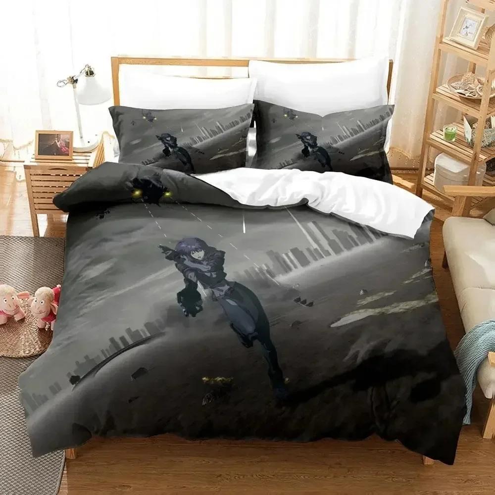 Ghost In The Shell Bedding Set Single Twin Full Queen King Size Bed Set Adult Kid Bedroom Duvetcover Sets 3D Anime Bed Sheet Set