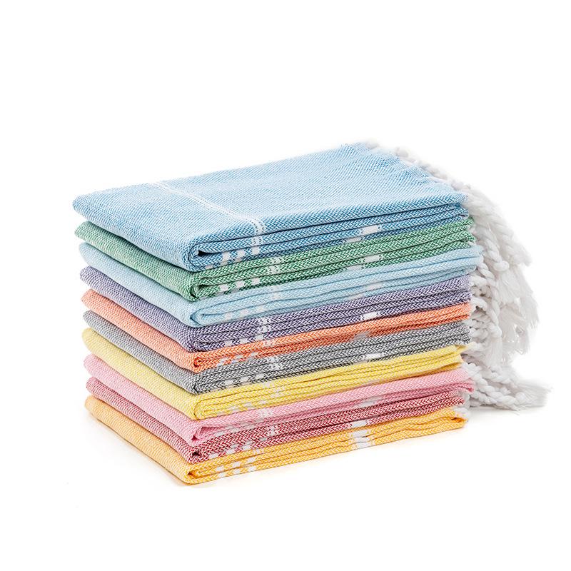 European Style Cotton Kitchen Towel Set: Quick-drying, Striped Tea Towels, Rectangular Tablecloth with Tassels.