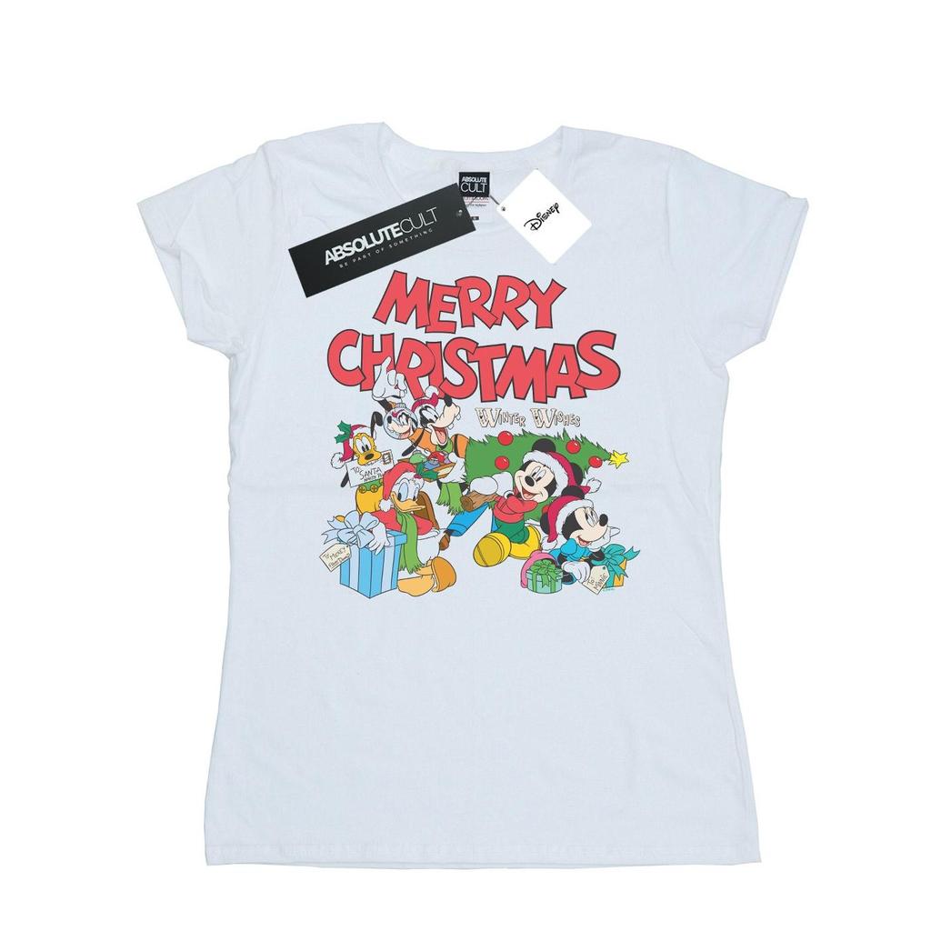 Disney Womens/Ladies Mickey And Friends Winter Wishes Cotton T-Shirt
