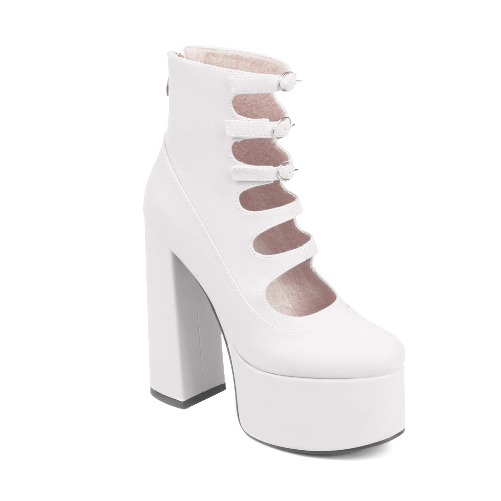 

Super High Waterproof Platform Microfiber Material Roman Style Golden Hollow Sexy Woman s Ankle Boots Back Zipper Plush Lining 39 белый