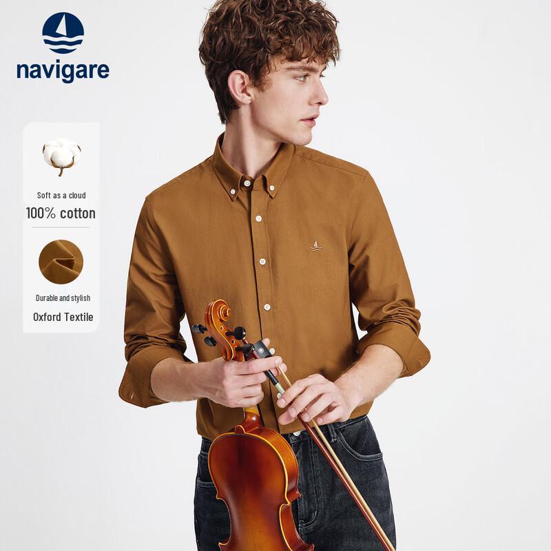 Navigare Men's Casual Oxford Long Sleeve Shirt