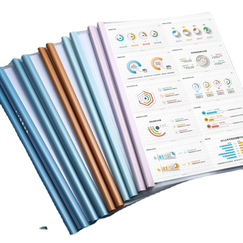 A4 Transparent Water Drop Rod File Folder with Pull Clip for Office Reports and Contracts