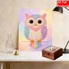Frameless Pearl Painting Kit Owl Pattern DIY 3D Bead Canvas Art Relaxing Leisure Craft for Adults Wall Decor Gift