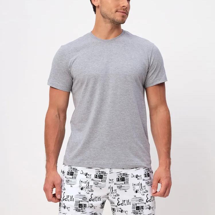 

Летняя мужская футболка из дышащего однотонного хлопка с круглым вырезом и коротким рукавом для отдыха, футболки для пар 3XL светло-серый