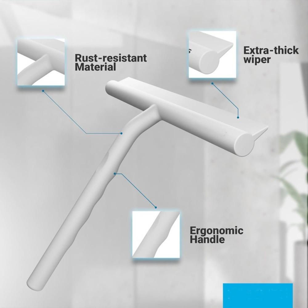 Bathroom Shower Squeegee Household Glass Wiper Window Mirror Silicone Scraper Shower Doors Hanging Squeegee Holder Cleaning Tool