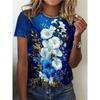 Fashion Women's Crew Neck T-Shirt Crew Neck Short Sleeve 3D Color Printing