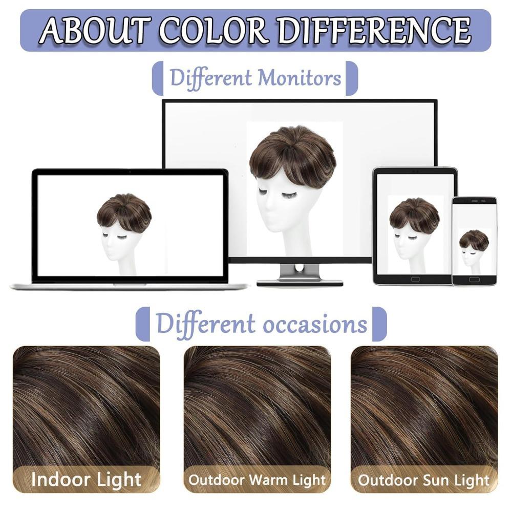 Hair Extensions Top Hair Bangs Replacement Wig Wavy Hair Piece Cover White Hair