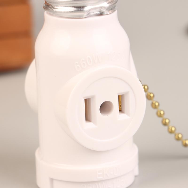 White Black Bakelite L5-15R Us To E26 Light Bulb Socket With 15Cm Pull Chain Switch America Lamp Holder Conversion Base