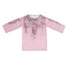 Women Tops Round Neck Long Sleeve Loose Fit Tee Shirt 3D Flower Printing Faux Pearls Decor Pullover Tops Casual Office Wear